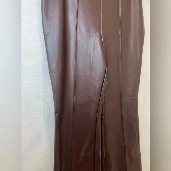 Women's A New Day Brown Faux Leather Flare Pants - Picture 5 of 9
